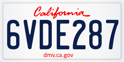 CA license plate 6VDE287