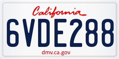 CA license plate 6VDE288