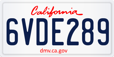 CA license plate 6VDE289