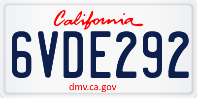 CA license plate 6VDE292
