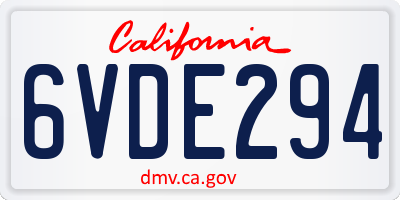 CA license plate 6VDE294