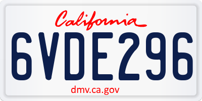 CA license plate 6VDE296