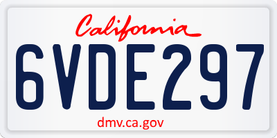 CA license plate 6VDE297