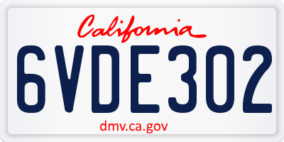 CA license plate 6VDE302
