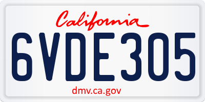 CA license plate 6VDE305