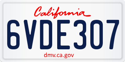 CA license plate 6VDE307