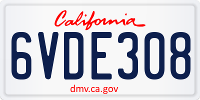 CA license plate 6VDE308