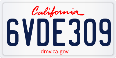 CA license plate 6VDE309