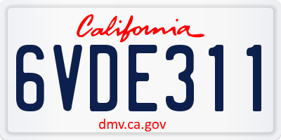 CA license plate 6VDE311