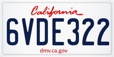CA license plate 6VDE322