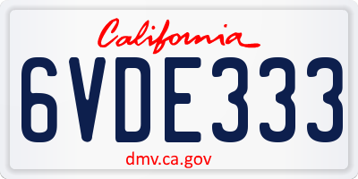 CA license plate 6VDE333