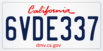 CA license plate 6VDE337