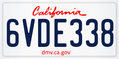 CA license plate 6VDE338
