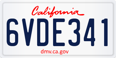 CA license plate 6VDE341
