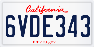 CA license plate 6VDE343