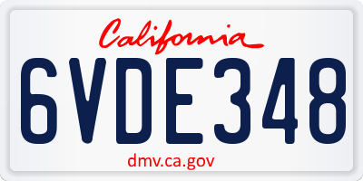 CA license plate 6VDE348