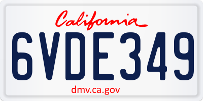 CA license plate 6VDE349
