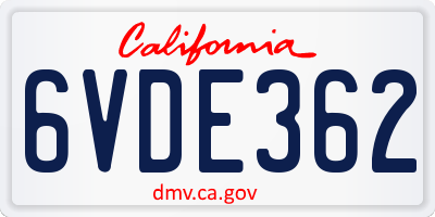 CA license plate 6VDE362