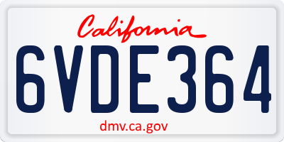 CA license plate 6VDE364