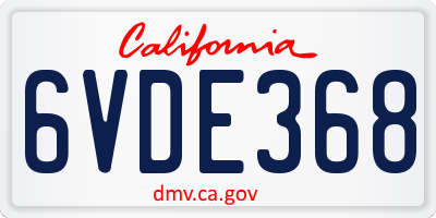 CA license plate 6VDE368