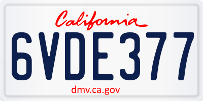 CA license plate 6VDE377
