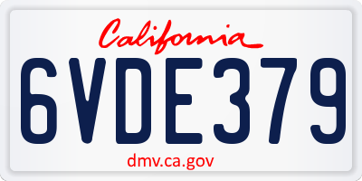 CA license plate 6VDE379