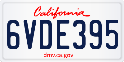 CA license plate 6VDE395