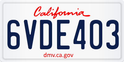 CA license plate 6VDE403
