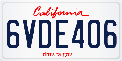CA license plate 6VDE406