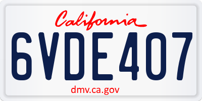 CA license plate 6VDE407