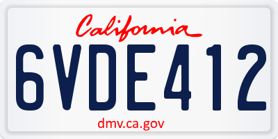CA license plate 6VDE412
