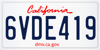 CA license plate 6VDE419