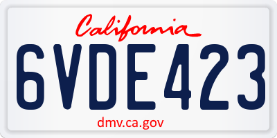 CA license plate 6VDE423