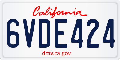 CA license plate 6VDE424