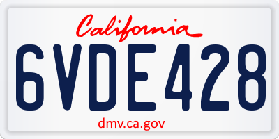CA license plate 6VDE428