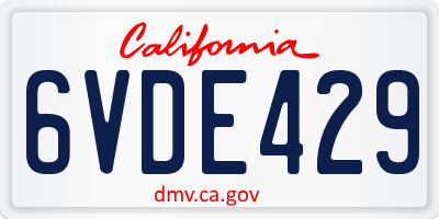 CA license plate 6VDE429