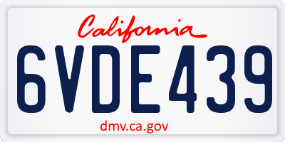 CA license plate 6VDE439