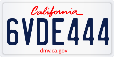 CA license plate 6VDE444