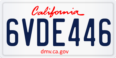 CA license plate 6VDE446