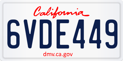 CA license plate 6VDE449