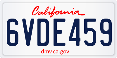 CA license plate 6VDE459