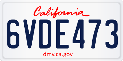 CA license plate 6VDE473
