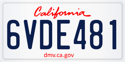 CA license plate 6VDE481