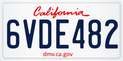 CA license plate 6VDE482