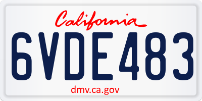 CA license plate 6VDE483