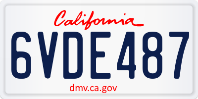 CA license plate 6VDE487