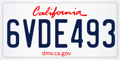 CA license plate 6VDE493
