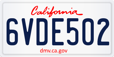 CA license plate 6VDE502