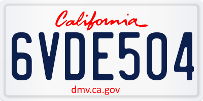 CA license plate 6VDE504