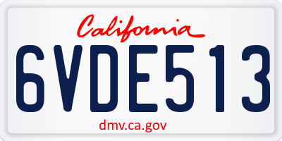 CA license plate 6VDE513